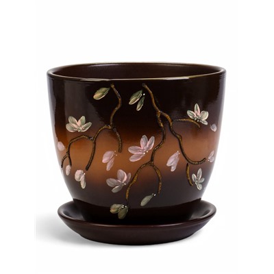 Горшок для цветов «Миндаль», 5 л, d=22 см, h=22 см, керамика, с поддоном, коричневый