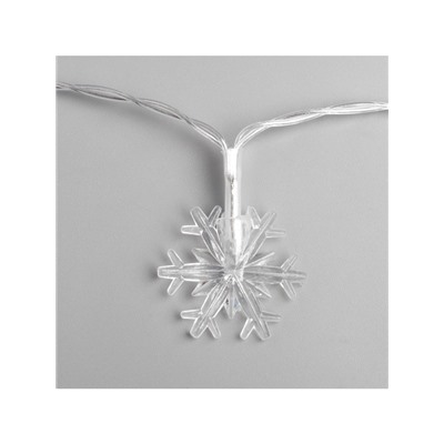 Гирлянда «Нить» 3 м с насадками «Снежинки большие», IP20, прозрачная нить, 20 LED, батарейки AAх3 (нет в комплекте), свечение мульти