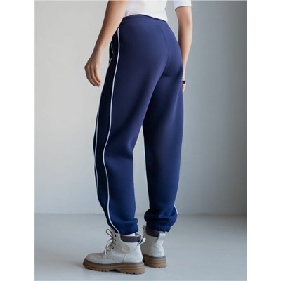 Теплые брюки джоггеры из эластичного футера трехнитки с начесом