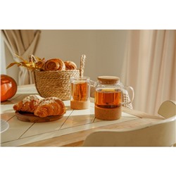 Заварочный чайник SL Home «Алькорноке», 600 мл, 17×10×15 см, на пробковой подставке, стекло, прозрачный