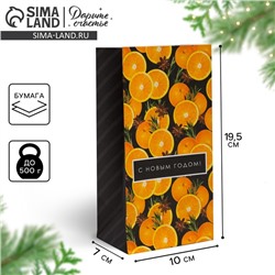 Пакет подарочный без ручек «С Новым годом!», 10×19×7 см