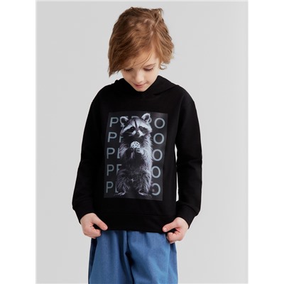 Толстовка детская MINAKU: Exclusive print, чёрная, рост 128 см