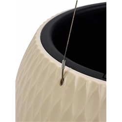 Кашпо для цветов «Жемчужина», 7 л, d=36 см, h=22 см, пластик, со вставкой, подвесное, бежевое
