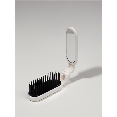 Расчёска массажная, складная, с зеркалом, 3×10 см, белая