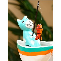 Календарь настольный «Котики рыбаки», 19×10×10 см, дерево