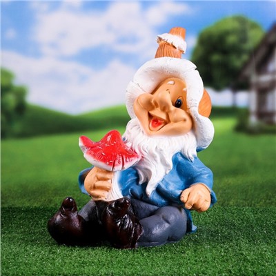 Садовая фигура из полистоуна «Гном сидячий», 26×30×37 см