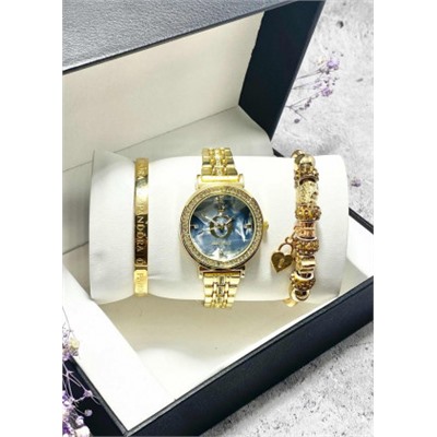 Подарочный набор для женщин часы, 2 браслета + коробка #22853328