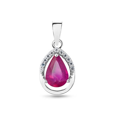 Подвеска, 1 рубин корунд груша 6х8 мм 1.43ct, Юния