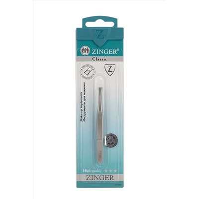 Zinger Пинцет для бровей прямой / Classic B 157 FD, 90 мм, серебристый матовый KRISTALLER, 1127687