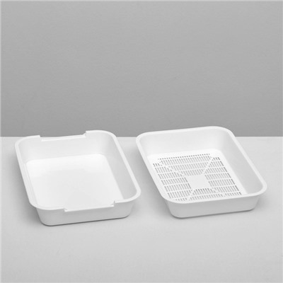 Туалет для кошек, 36×26×6.5 см, средний, с сеткой, пластик, белый