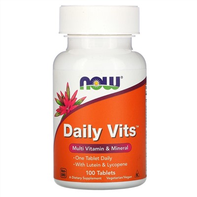 Now Foods, Daily Vits, Multi Vitamin & Mineral with Lutein & Lycopene, 100 Tablets