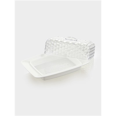 Маслёнка Альтернатива «Мозаика», 18.5×12×7.2 см, пластик, белая