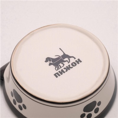 Миска для кошек Пижон «Подмигивающий кот», 200 мл, 11×4.8 см, керамика, белая, чёрная