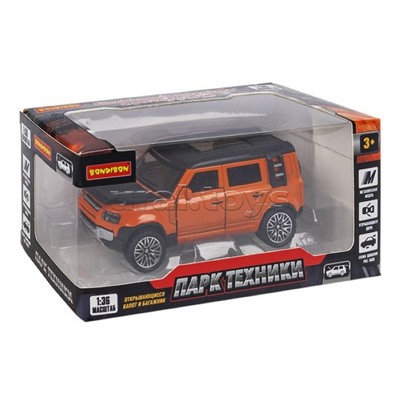 Машина метал. инерционная, М1:36, 4 открыв. двери "Парк Техники" джип рыжий