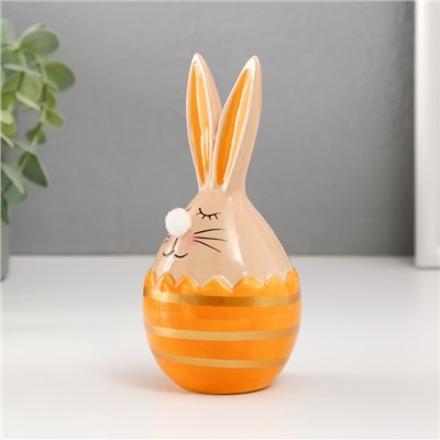 Фигурка керамика «Кролик в яйце с полосками», бежево-жёлтый, 6.6×6.5×14.3 см