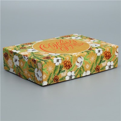 Коробка подарочная новогодняя складная «Новогодняя ботаника», 21×15×5 см