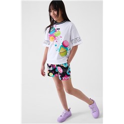 Комплект трикотажный для девочек: фуфайка (футболка), шорты PLAYTODAY, 1240341