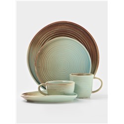 Чайная пара Magistro Sand Ripples, 2 предмета: чашка 300 мл, блюдце 19.8×15.8 см, фарфор, голубая