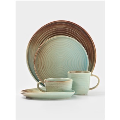 Чайная пара Magistro Sand Ripples, 2 предмета: чашка 300 мл, блюдце 19.8×15.8 см, фарфор, голубая