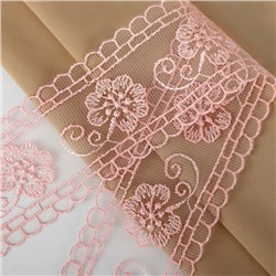 Кружево на сетке «Цветы», 50 мм, 11±1 м, нежно-розовое