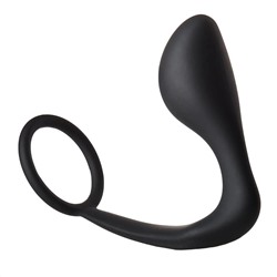 Черное эрекционное кольцо с анальной пробкой Anal Plug With Cockring