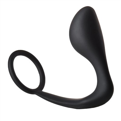 Черное эрекционное кольцо с анальной пробкой Anal Plug With Cockring