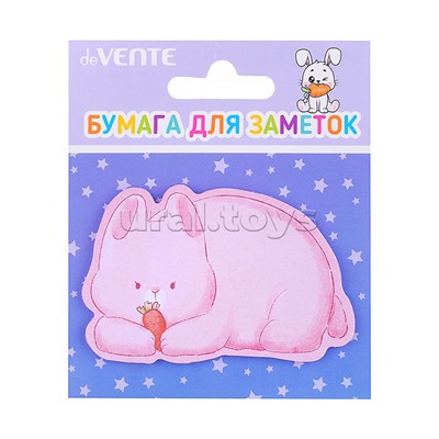 Клейкая бумага для заметок "Bunny, Elephant and Bear" 71x46 мм, 20 листов, офсет 80 г/м², печать 4+0, ассорти форм и дизайнов, в картонном блистере и пластиковом пакете с европодвесом