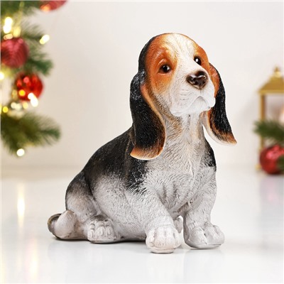 Садовая фигура из полистоуна «Щенок бассет хаунда », 16×25×13 см