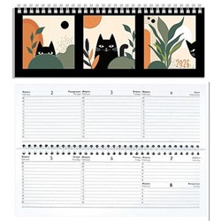 Планинг настольный 2026 г. 290х100 мм 128 стр. "КОТЫ И ЛИСТЬЯ" на спирали 71585 Феникс