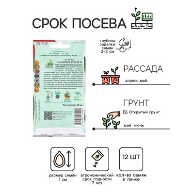Семена Огурец Салатный герой, F1,12шт