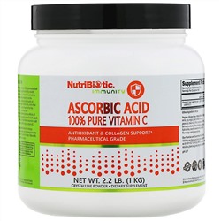 NutriBiotic, Immunity, аскорбиновая кислота, 100% чистый витамин C, кристаллический порошок, 1 кг (2,2 фунта)