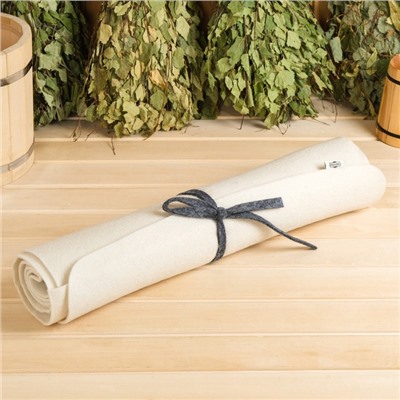 Коврик - лежак для бани и сауны, 200×60 см, полиэфир, шерсть, светлый