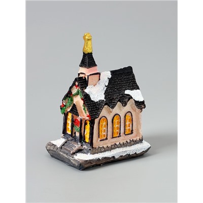 Светодиодная фигура «Дом с башней» 4.5×9×6 см, керамика, от батареек AG13×3, свечение тёплое белое