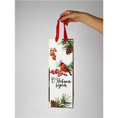 Набор пакетов под бутылку подарочных «С Новым годом», 3 шт., тиснение, 36×13×10 см