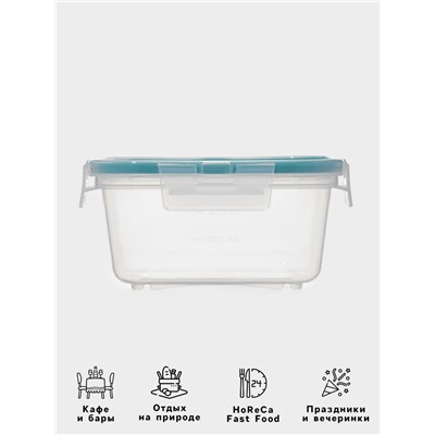 Контейнер для продуктов с защёлками, 800 мл, герметичная крышка, цвет прозрачный