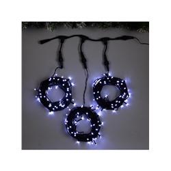 Гирлянда «Клип-лайт» 3 нити по 10 м, IP44, УМС, тёмная нить, 198 LED, свечение белое, 8 режимов, 24 В