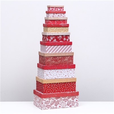 Набор подарочных новогодних коробок 10 в 1 «Исполнения желаний», 30×19×11.5 - 11×6×4 см