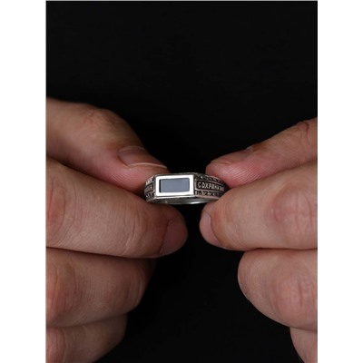 Кольцо из чернёного серебра с ониксом - Спаси и сохрани 925 пробы 1-205ч