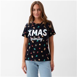 Футболка женская KAFTAN «Xmas family» размер 44-46, черный