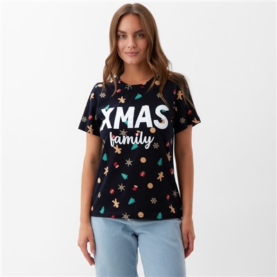 Футболка женская KAFTAN «Xmas family» размер 44-46, черный