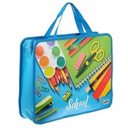 Папка пластиковая А4 на молнии с ручками 33х26х7,5 см ПМ-А4-26 "ШКОЛА/SCHOOL" Пчелка