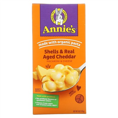 Annie's Homegrown, Макароны и сыром чеддер, 6 унций (170 г)