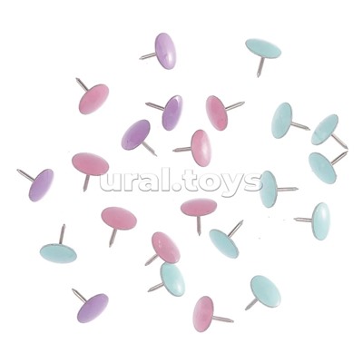 Кнопки канцелярские "Pastel" диаметр 10 мм, цветные 50 шт в пластиковой коробке