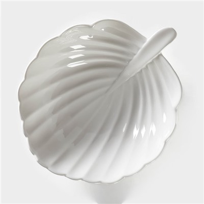 Салатник Magistro «Лист Бланш», 800 мл, 24.5×20.5 см, фарфор, цвет белый