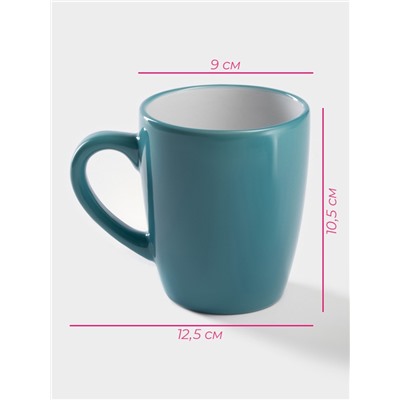 Кружка Доляна «Дымка», 360 мл, керамика, бирюзовая