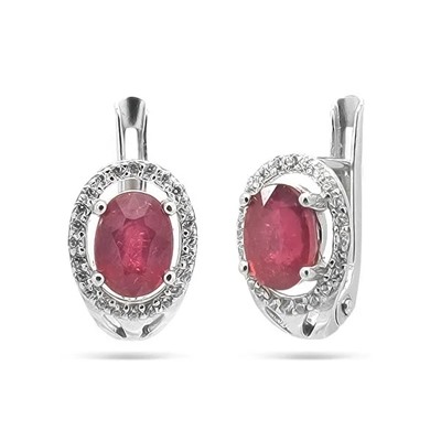 Серьги из серебра рубин, SL-RIC7