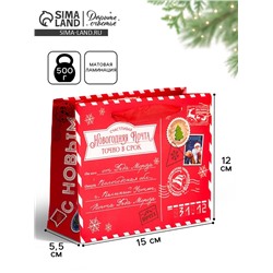 Пакет ламинированный подарочный новогодний «С Новым годом», S 12×15×5.5 см