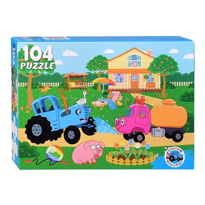 Пазлы 104 "Синий трактор"