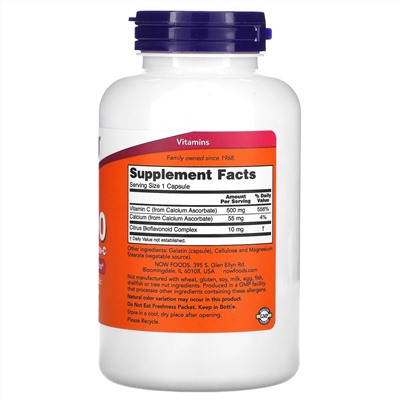 Now Foods, C-500, аскорбат кальция-C, 250 капсул
