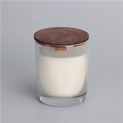 Свеча из соевого воска в стакане с деревянным фитилем и крышкой «Весенний ландыш», 110 г